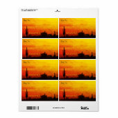 Saguaro Cactus Arizona Sunset Red Orange & Yellow ラベル (フルシート)