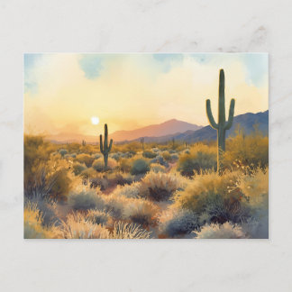 Saguaro Cactus Desert Sunset ポストカード