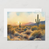 Saguaro Cactus Desert Sunset ポストカード (正面/裏面)