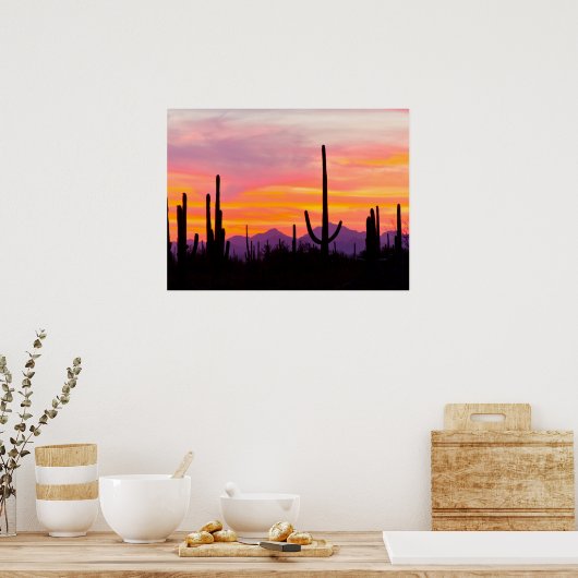 Saguaro Cactus Forest at Sunset ポスター (キッチン)