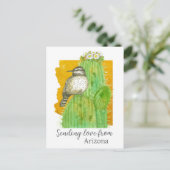 Saguaro Cactus Wrenからの愛の送信 ポストカード (スタンド正面)