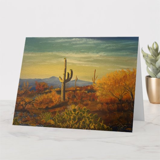 Saguaro in the Arizona Desert, by Gary Poling カード (小さな植物)