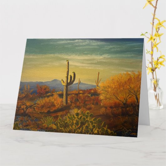 Saguaro in the Arizona Desert, by Gary Poling カード (黄色い花)