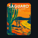 Saguaro National Park Arizona Vintage マグネット<br><div class="desc">Saguaro vector artwork design. The park is named for the large saguaro cactus,  native to its desert environment.</div>
