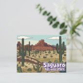 Saguaro National Park Cartoon Art ポストカード (スタンド正面)