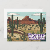 Saguaro National Park Cartoon Art ポストカード (正面/裏面)