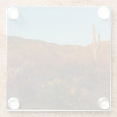 Saguaro Sunset I Arizona Desert Landscape ガラスコースター (裏面)