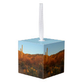 Saguaro Sunset I Arizona Desert Landscape キューブオーナメント (裏面アングル)
