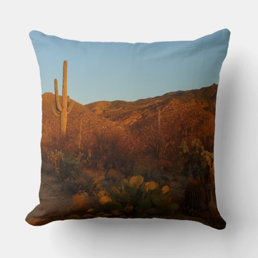 Saguaro Sunset I Arizona Desert Landscape クッション (正面)