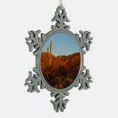 Saguaro Sunset I Arizona Desert Landscape スノーフレークピューターオーナメント (左)