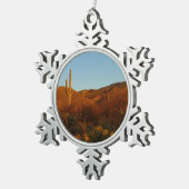 Saguaro Sunset I Arizona Desert Landscape スノーフレークピューターオーナメント (右)