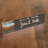 Saguaro Sunset I Arizona Desert Landscape デスクネームプレート (側面)