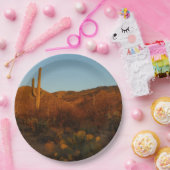 Saguaro Sunset I Arizona Desert Landscape ペーパープレート (パーティー)