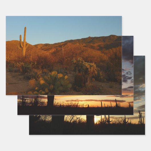 Saguaro Sunset I Arizona Desert Landscape ラッピングペーパーシート (セット)