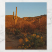 Saguaro Sunset I Arizona Desert Landscape ワインラベル (シングルラベル)