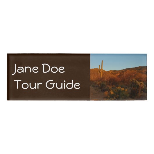 Saguaro Sunset I Arizona Desert Landscape 名札 (正面)