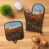 Saguaro Sunset I Arizona Desert Landscape 鍋つかみ&鍋敷きセット (トップダウン)