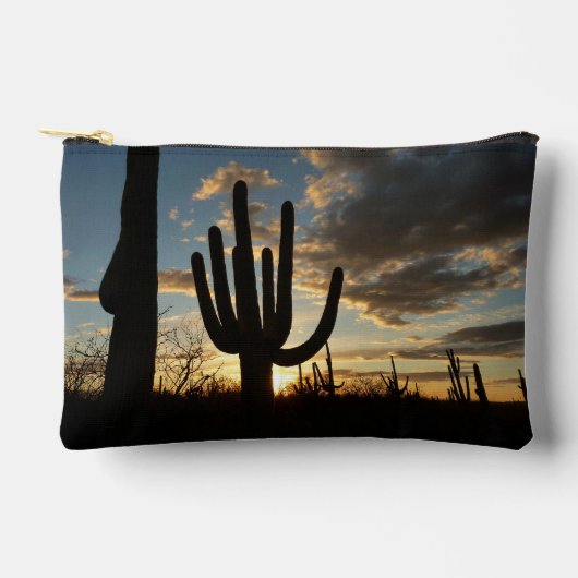 Saguaro Sunset IIアリゾナ砂漠の風景 アクセサリーポーチ (正面)
