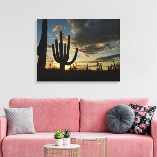 Saguaro Sunset IIアリゾナ砂漠の風景 キャンバスプリント (インサイチュ (リビング))