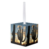 Saguaro Sunset IIアリゾナ砂漠の風景 キューブオーナメント (裏面アングル)