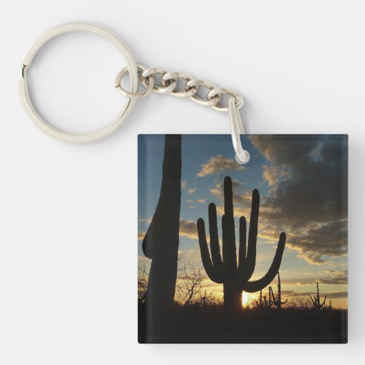 Saguaro Sunset IIアリゾナ砂漠の風景 キーホルダー (正面)