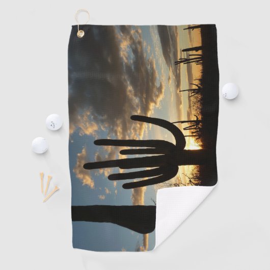 Saguaro Sunset IIアリゾナ砂漠の風景 ゴルフタオル (インサイチュ)