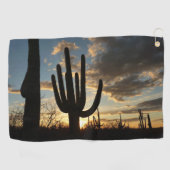 Saguaro Sunset IIアリゾナ砂漠の風景 ゴルフタオル (横)