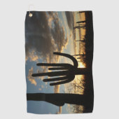 Saguaro Sunset IIアリゾナ砂漠の風景 ゴルフタオル (正面)