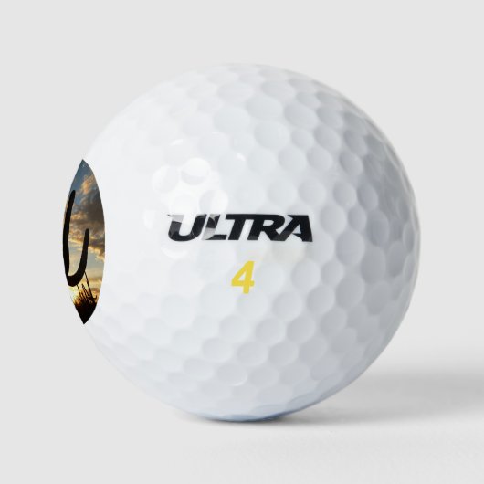 Saguaro Sunset IIアリゾナ砂漠の風景 ゴルフボール (ロゴ)