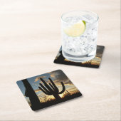 Saguaro Sunset IIアリゾナ砂漠の風景 スクエアペーパーコースター (インサイチュ)