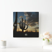 Saguaro Sunset IIアリゾナ砂漠の風景 スクエア壁時計 (ホーム)