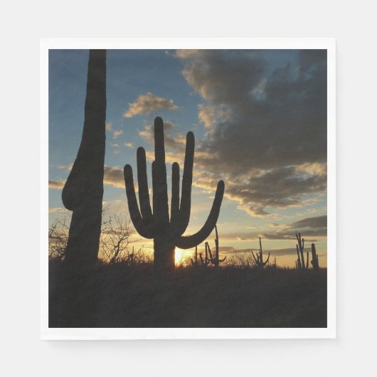 Saguaro Sunset IIアリゾナ砂漠の風景 スタンダードランチョンナプキン (正面)