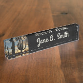 Saguaro Sunset IIアリゾナ砂漠の風景 デスクネームプレート (側面)