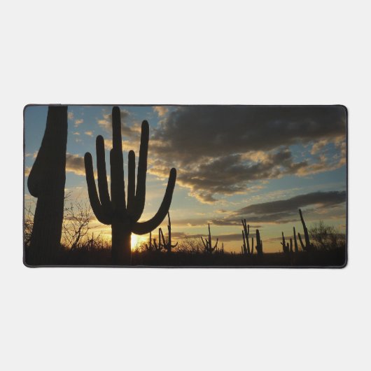 Saguaro Sunset IIアリゾナ砂漠の風景 デスクマット (正面)
