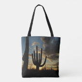 Saguaro Sunset IIアリゾナ砂漠の風景 トートバッグ (裏面)