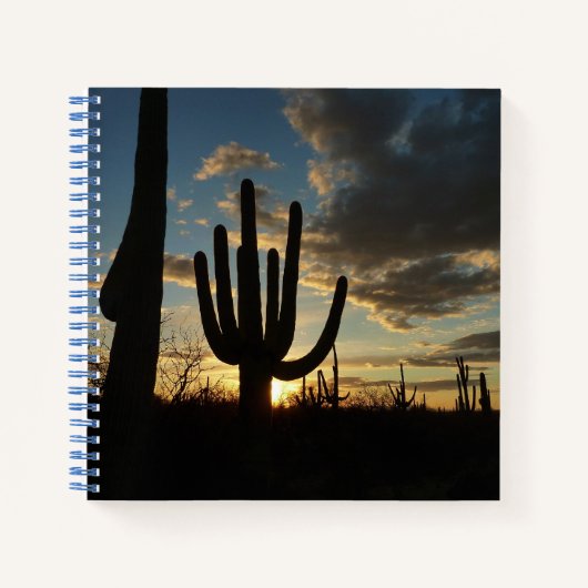 Saguaro Sunset IIアリゾナ砂漠の風景 ノートブック (正面)