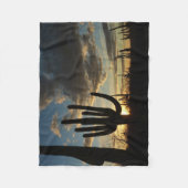 Saguaro Sunset IIアリゾナ砂漠の風景 フリースブランケット (正面)