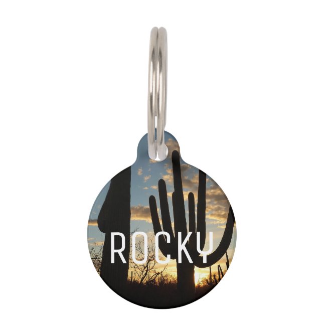 Saguaro Sunset IIアリゾナ砂漠の風景 ペット　ネームタグ (正面)