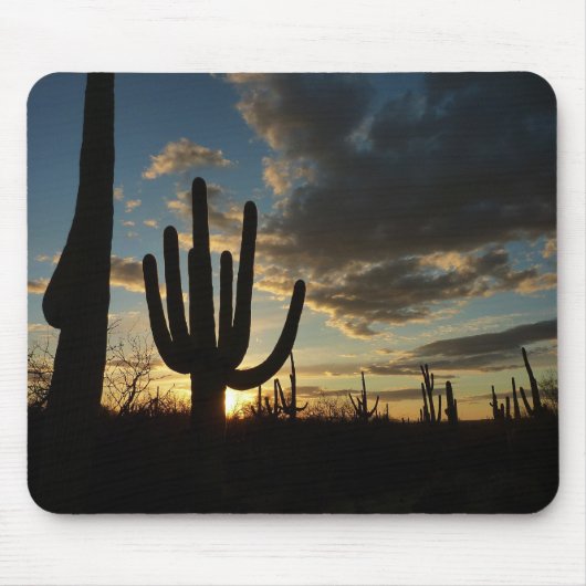 Saguaro Sunset IIアリゾナ砂漠の風景 マウスパッド (正面)