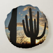 Saguaro Sunset IIアリゾナ砂漠の風景 ラウンドクッション (裏面)