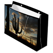 Saguaro Sunset IIアリゾナ砂漠の風景 ラージペーパーバッグ (正面アングル)