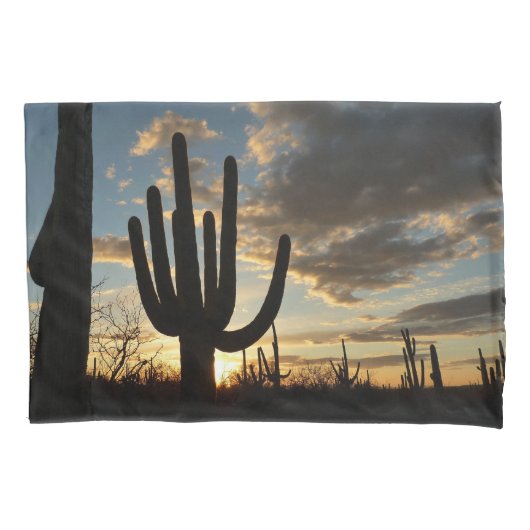 Saguaro Sunset IIアリゾナ砂漠の風景 枕カバー (正面)