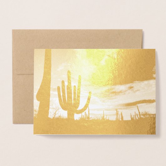 Saguaro Sunset IIアリゾナ砂漠の風景 箔カード (封筒付き正面)