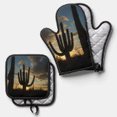 Saguaro Sunset IIアリゾナ砂漠の風景 鍋つかみ&鍋敷きセット (正面/裏面)