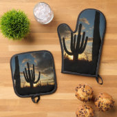 Saguaro Sunset IIアリゾナ砂漠の風景 鍋つかみ&鍋敷きセット (トップダウン)