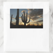 Saguaro Sunset IIアリゾナ砂漠の風景 長方形シール (バッグ)