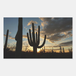 Saguaro Sunset IIアリゾナ砂漠の風景 長方形シール