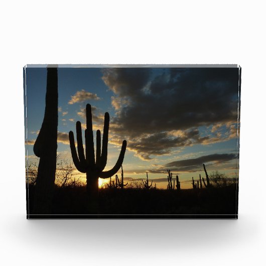Saguaro Sunset II Arizona Desert Landscape フォトブロック (正面)