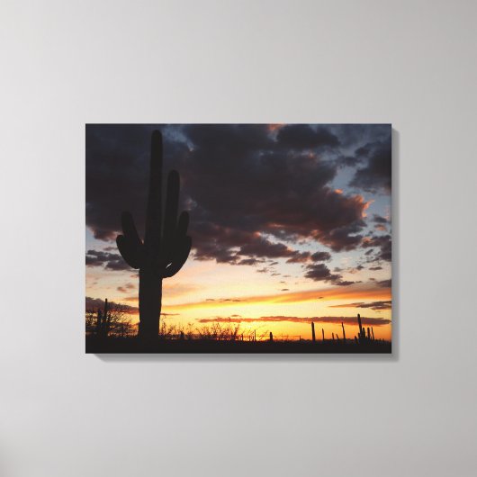 Saguaro Sunset IIIアリゾナ砂漠の風景 キャンバスプリント (正面)