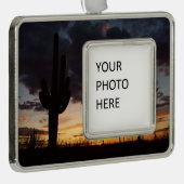 Saguaro Sunset IIIアリゾナ砂漠の風景 シルバープレートフレームオーナメント (右)